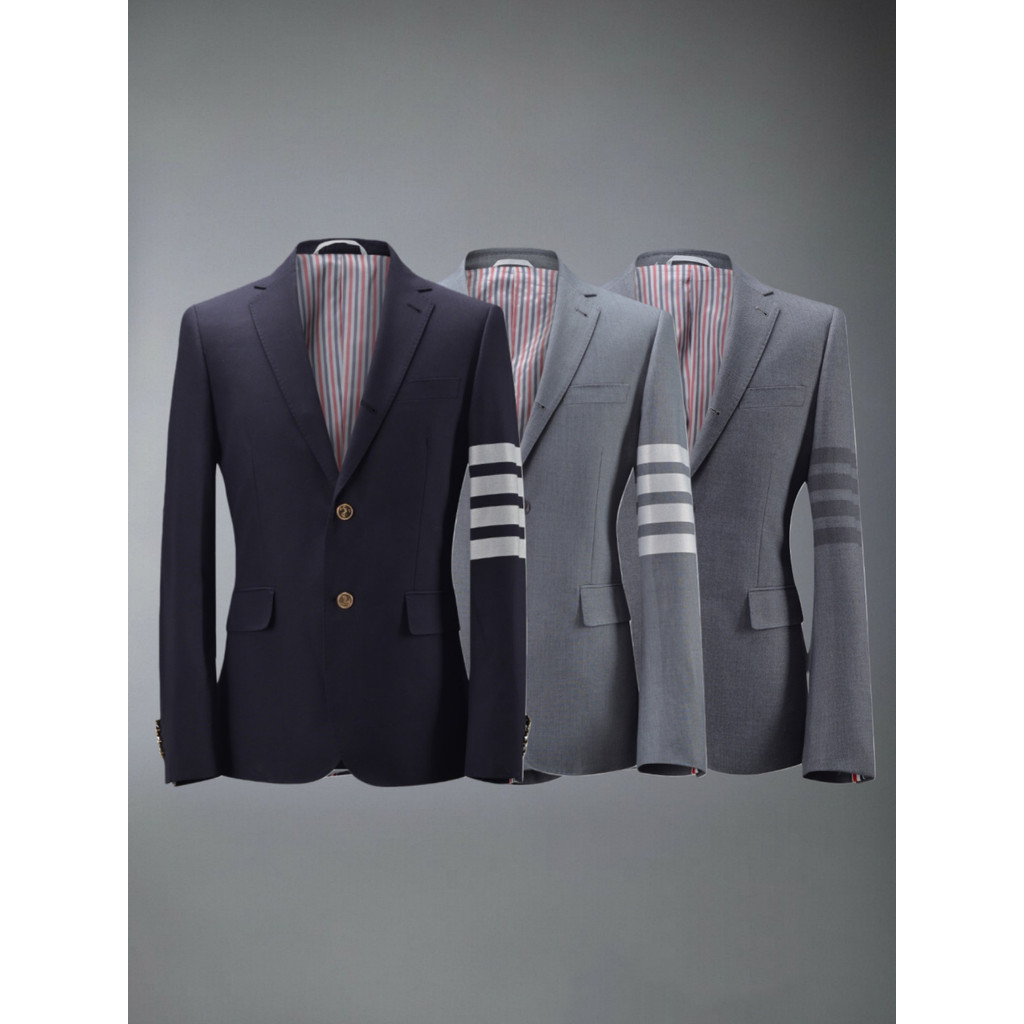 WY96 TB# Classic Suit Evergreen Color Woven Four-Bar Striped Unisex Business Casual Blazer