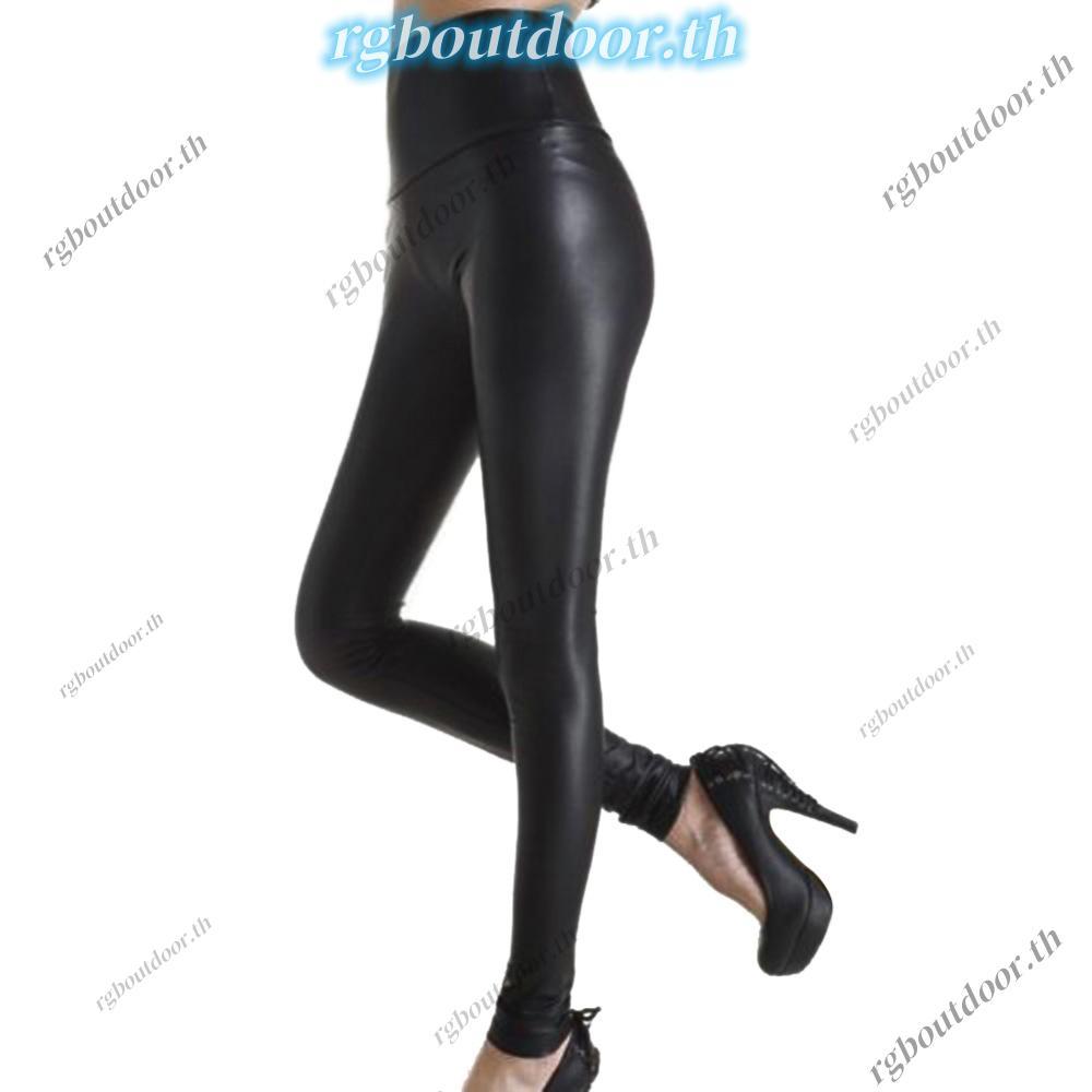 PU Control-top Tightsเซ็กซี่ยืดผู้หญิงสูงเอวTightsสีดําFauxหนังสําหรับLeisure Work Home Shopping [rgboutdoor.th] - รูปที่ 2