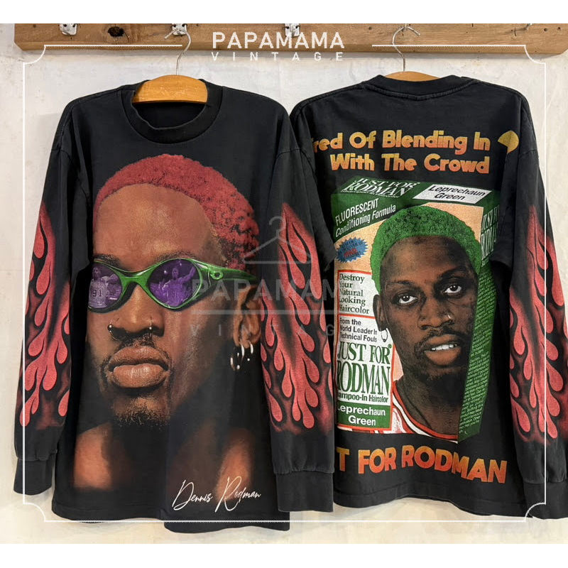 RODMAN FireArms Long Sleeves Bio washed เสื้อวินเทจ เสื้อร๊อดแมน papamama vintage shirt
