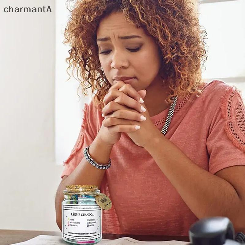 CharmantA Bible Verse Jar สเปน Scripture สวดมนต์ Hope Bible Verse Jar ตกแต่งบวกคิดอารมณ์สนับสนุนสวดม