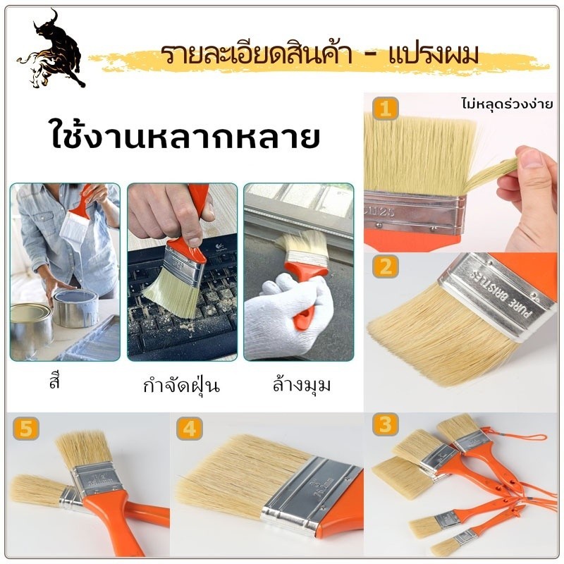 MUSCLE COW แปรงทาสีทุกชนิดของอุปกรณ์ DIY  แปรงทาสีลูกกลิ้งแปรงสแตนเลสมีดโกนความงามเทปแปรงผม - รูปที่ 3
