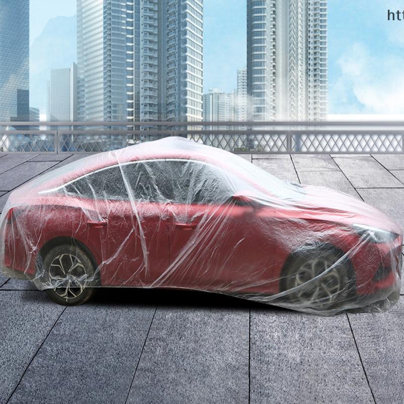 Sujian333 โปร่งใสทิ้งโปร่งใสรถเสื้อผ้ากันฝุ่นกันฝนสีกันฝุ่นพลาสติกฟิล์ม PE กันฝนผ้าคลุมรถ NICE