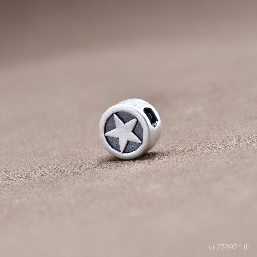 3D ลูกปัดหลวม Star Handmade diy Ya เชือกถักเงินแท้ 999 สร้อยข้อมือ Spacer ลูกปัดรอบวัสดุเค้ก Yilu เง