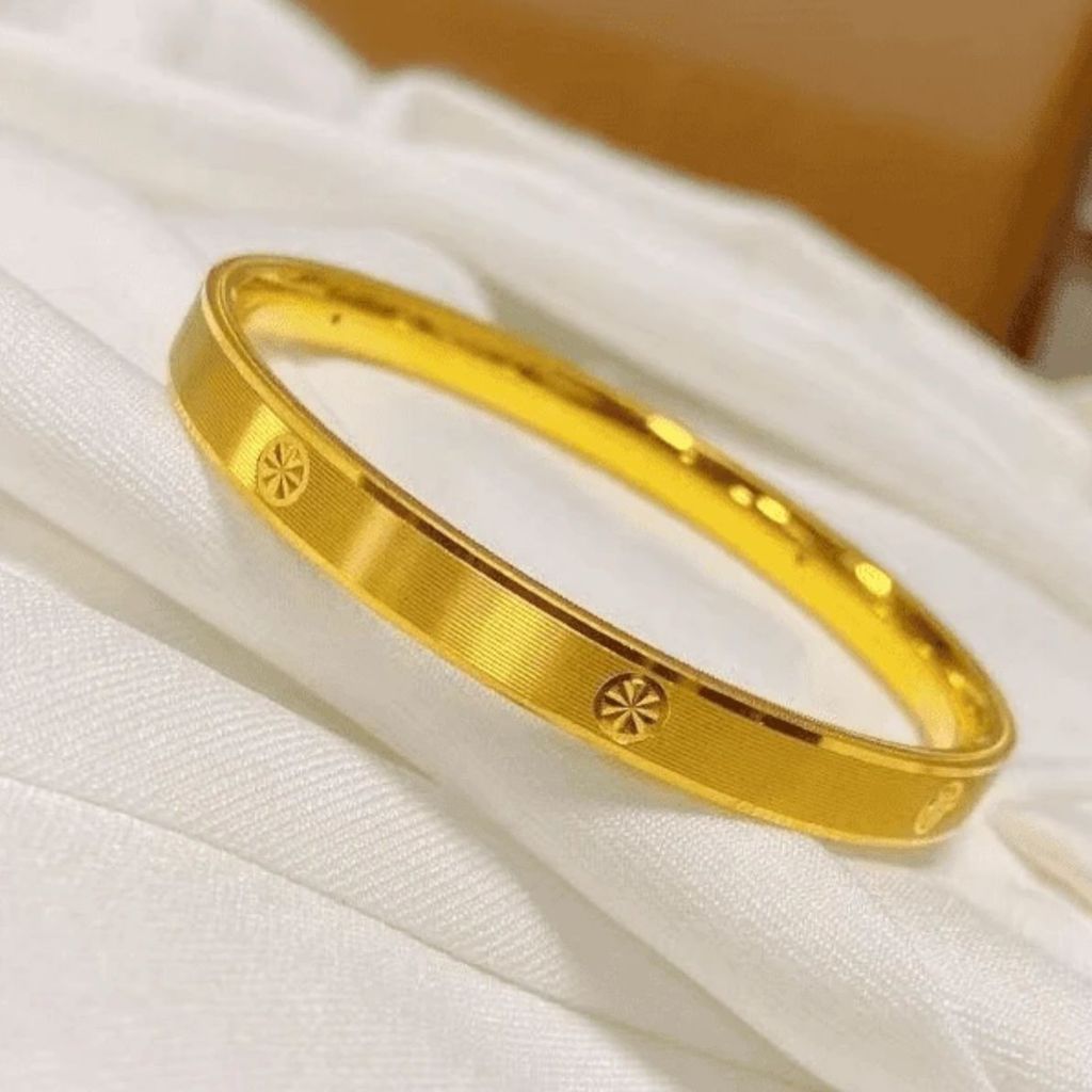 Mi-Shaped Brushed Closed Bracelet 999 Sand Gold Bracelet Diamond Pattern Female Style Non-Fade Gold-