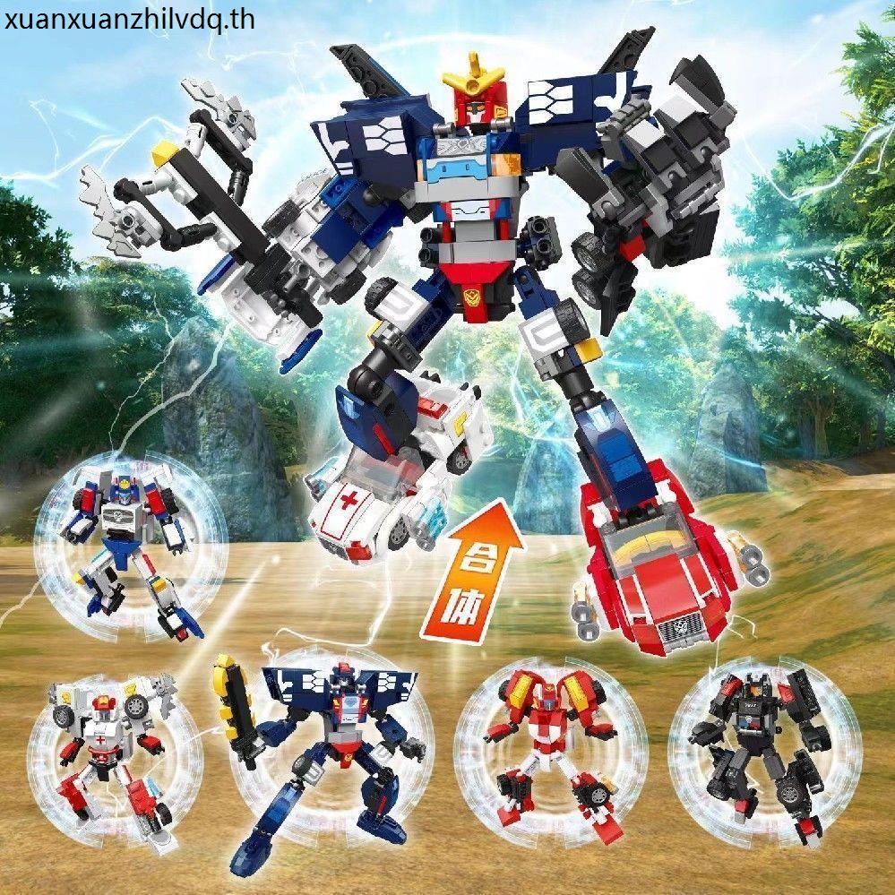 บล็อกตัวต่อสําหรับเด็ก Coffee Treasure Car God Transforming Robot King Kong Super Warriors Rise Opti