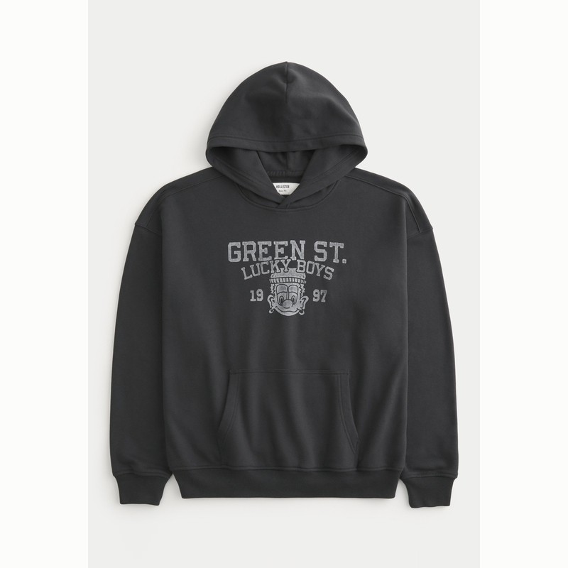 Hollister เสื้อกันหนาวมีฮู้ด พิมพ์ลายทรงหลวม สำหรับทั้งชายและหญิง