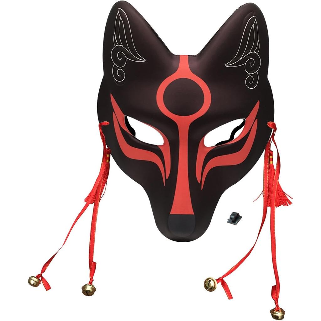 YangYong Kitsune Fox Mask สําหรับปาร์ตี้ฮาโลวีนหน้ากาก PU Kabuki สําหรับเครื่องแต่งกาย