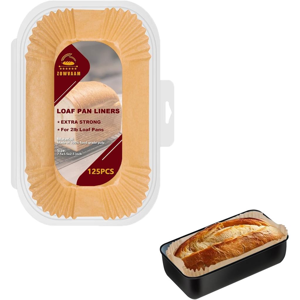 Loaf Parchments, 2lb Loaf Pan Liners สําหรับอบขนมปัง 9x5, 125 ชิ้น Non-Stick ทิ้งขนมปัง PAN Liners, 