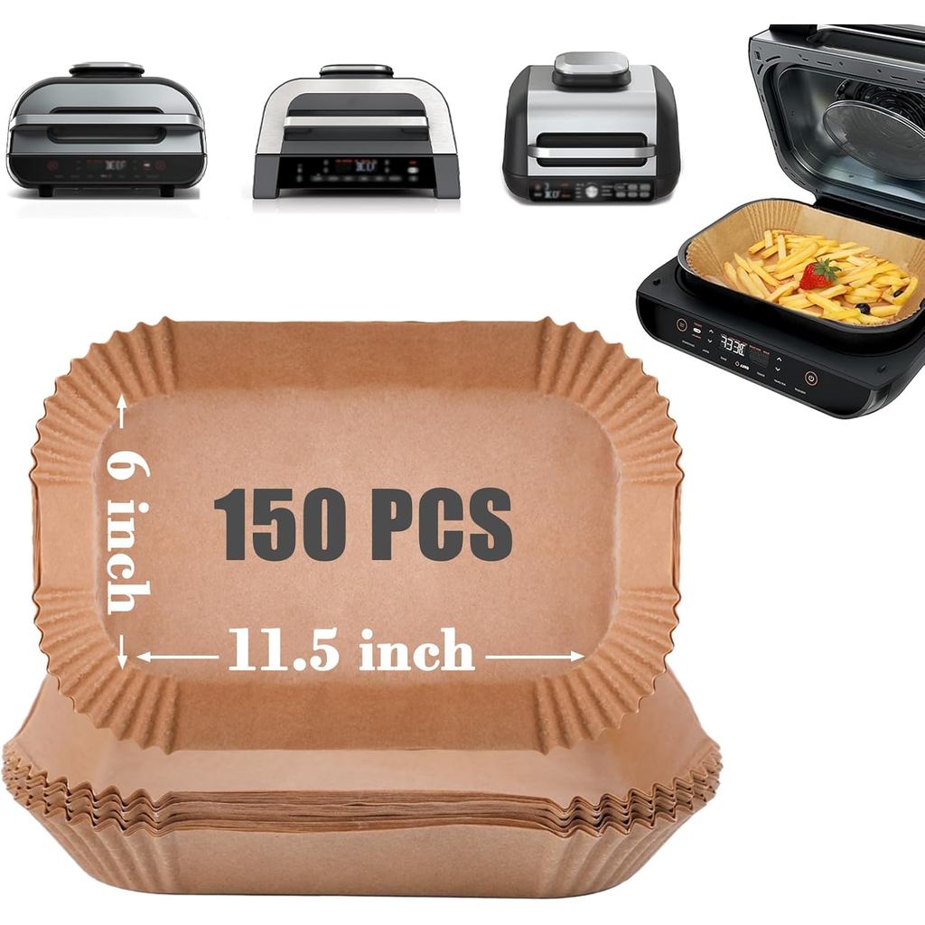 GOAUS Parchment กระดาษ 150 ชิ้นสําหรับ Ninja Foodi สมาร์ท XL, Air Fryer Liners ทิ้งสี่เหลี่ยมผืนผ้าอ