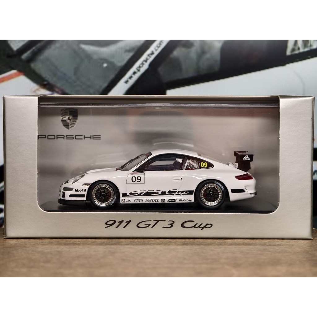1/43 โรงงานเดิม Porsche 911 (997) GT3 RS #9 Mini Cut OEM, ผื่นเล็กน้อยเริ่มต้นรถเก่า, แพ็คเกจที่รวดเ