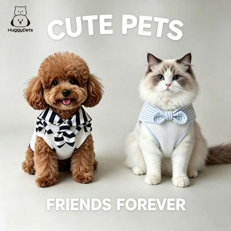 HuggyPets สัตว์เลี้ยงสุนัขชุดกะลาสีเสื้อผ้าสัตว์เลี้ยงฤดูใบไม้ผลิ/ฤดูร้อนบางน่ารักสุนัขขนาดเล็กและแมวเครื่องแต่งกายเสื้อกั๊กระบายอากาศ