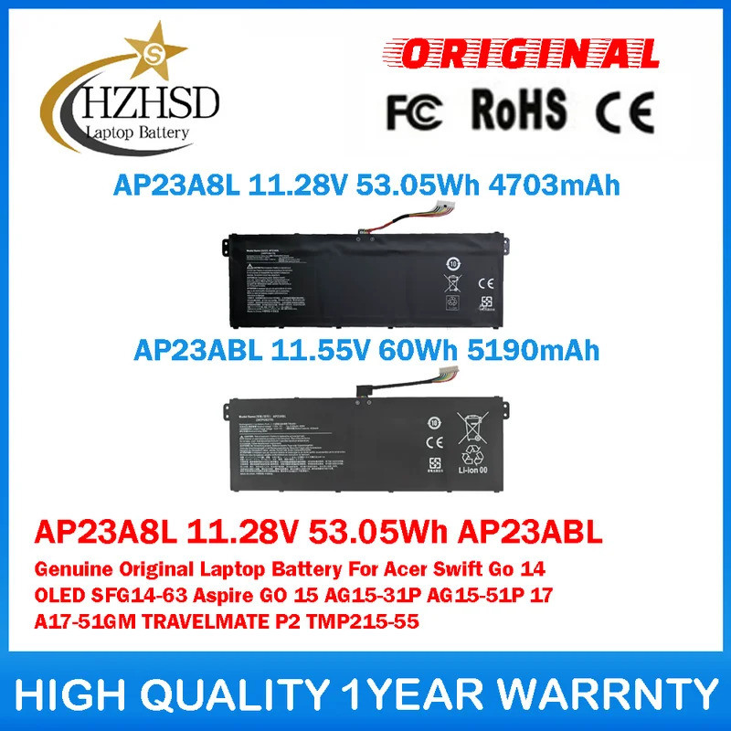 AP23A8L 11.28V 53.05Wh AP23ABL ของแท้แบตเตอรี่แล็ปท็อปสําหรับ Acer Swift Go 14 OLED SFG14-63 Aspire 