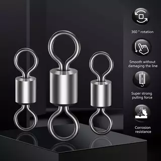 [GOOY] 100 ชิ้นหมุนตกปลาสแตนเลส Rolling Barrel Swivels Fishing Line Connector Micro Swivel Fishing Lure แหวนหมุน TH