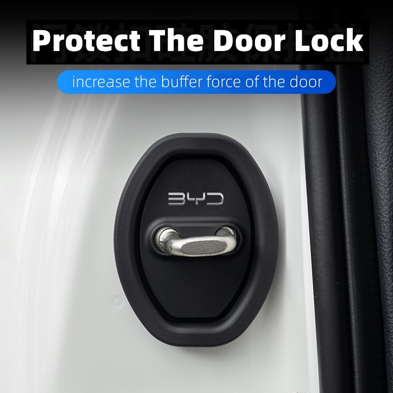 4 ชิ้น/เซ็ต BYD รถซิลิโคนประตูล็อครถ Shock ประตู Latch แผ่นป้องกันสําหรับ Atto 3 หยวน plus เพลง Plus Dolphin Mini Seal U Han EV อุปกรณ์เสริม