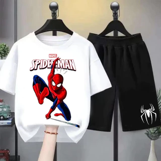 [HOT] ชุดเด็ก 2026 Spider-Man เสื้อยืดการ์ตูน ✨ พิมพ์ลายสไปเดอร์แมน ผ้าฝ้ายสำหรับเด็ก ขนาด 100-150 ซม. เสื้อยืดฤดูร้