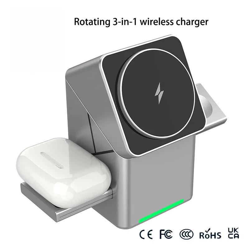 เหมาะสําหรับ iPhone 16 15 13 14 Pro Max 12 Magnetic 3 in 1 Wireless Charger, สถานีชาร์จไร้สาย 15W, สามารถใช้สําหรับนาฬิกา/AirPods Pro