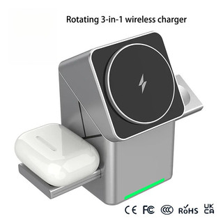 เหมาะสําหรับ iPhone 16 15 13 14 Pro Max 12 Magnetic 3 in 1 Wireless Charger, สถานีชาร์จไร้สาย 15W, สามารถใช้สําหรับนาฬิกา/AirPods Pro