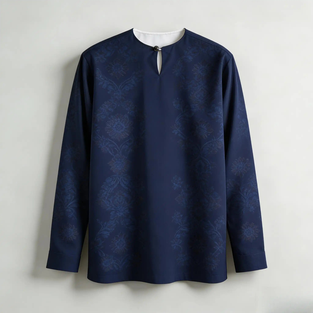 ผู้ชายสไตล์ชาติพันธุ์แบบดั้งเดิมแขนยาว Kurta เสื้อ 2026 สไตล์ใหม่เรขาคณิต 3D การพิมพ์ที่เรียบง่ายทันสมัย Bazhu Top