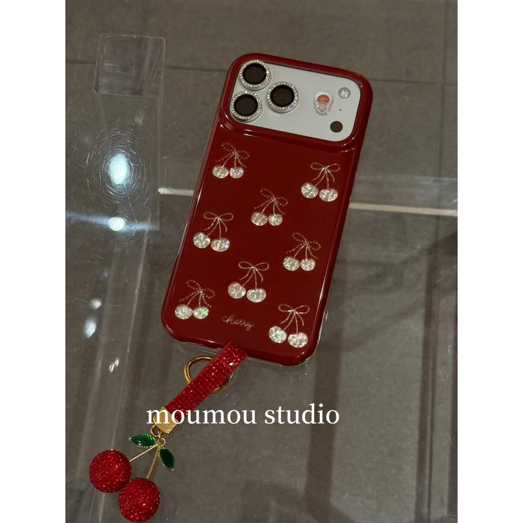 เคสโทรศัพท์รูปแบบเชอร์รี่กันกระแทกสไตล์เกาหลีสไตล์น่ารักสําหรับ iPhone 17 Pro Max 16 Pro Max 15 Pro Max 14 Pro Max