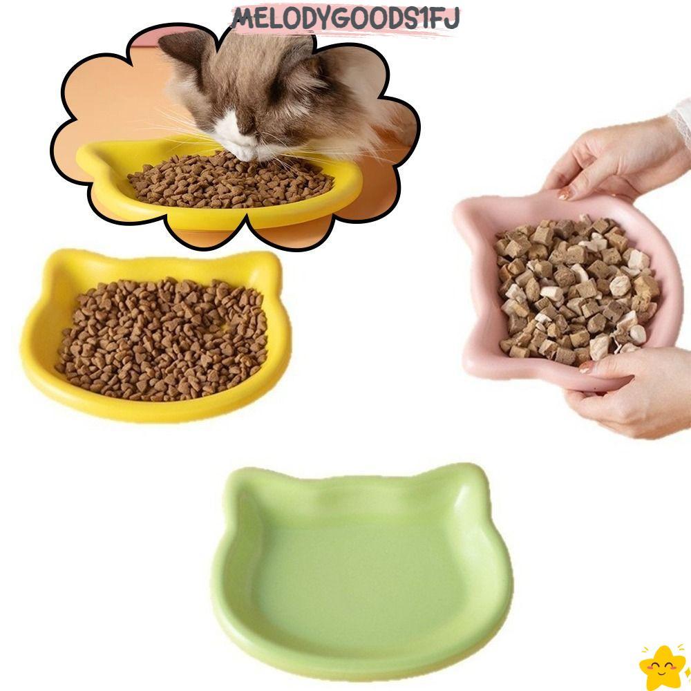 MELODYGOODS1FJ ชามอาหารแมว, Cat Shape Anti-Fall Flip Cat Bowl,น่ารักพลาสติกลื่นลูกแมวชามให้อาหารสัตว์เลี้ยง