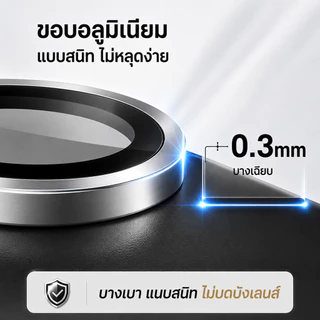 ฟิล์มเลนส์กล้อง iPhone 13/14/15/16/17 Pro Max 9H กันตก HD ใส ลดแสงสะท้อน AR+AF กันน้ำ