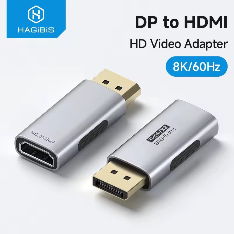 อะแดปเตอร์ Hagibis DisplayPort เป็น HDMI 8K @ 60Hz DP ชายกับ HDMI หญิงเชื่อมต่อสายเคเบิลสําหรับแล็ปท