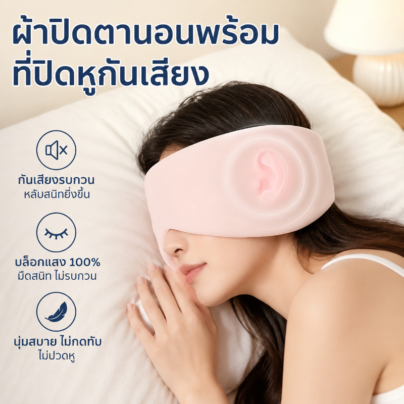 2 in 1 ผ้าปิดตานอน หน้ากากปิดตานอนหลับ ฉนวนกันเสียง มืดสนิท 100% อบอุ่นและเย็นสองด้าน สําหรับผู้หญิง และผู้ชาย