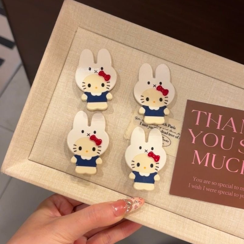 กิ๊บติดผมสี่ชิ้น เครื่องประดับผมอารมณ์ Girly เกาหลีมูลค่าสูง Miffy Hello Kitty Acetate วัสดุคลิปหน้าม้าด้านข้าง