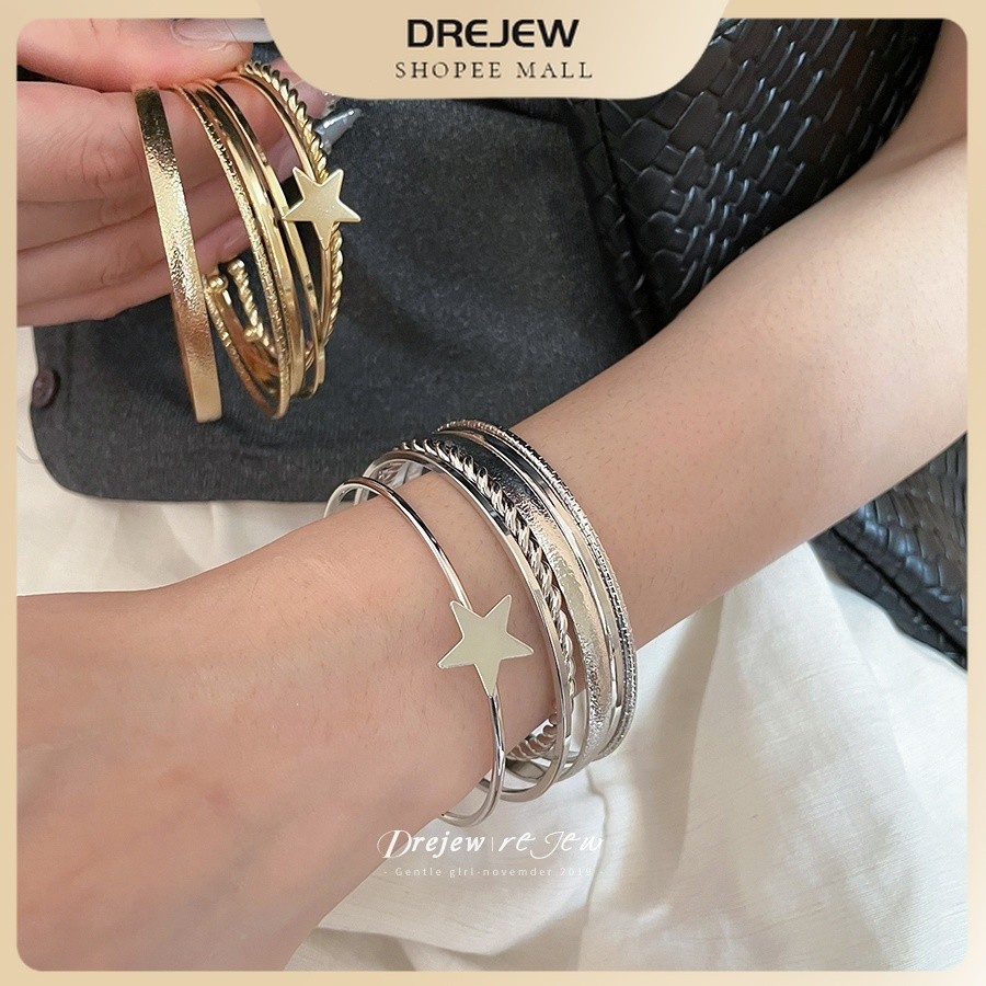 เดรช 6ชิ้นยุโรปดาวเปิดสร้อยข้อมือแฟชั่นที่เรียบง่ายอเนกประ