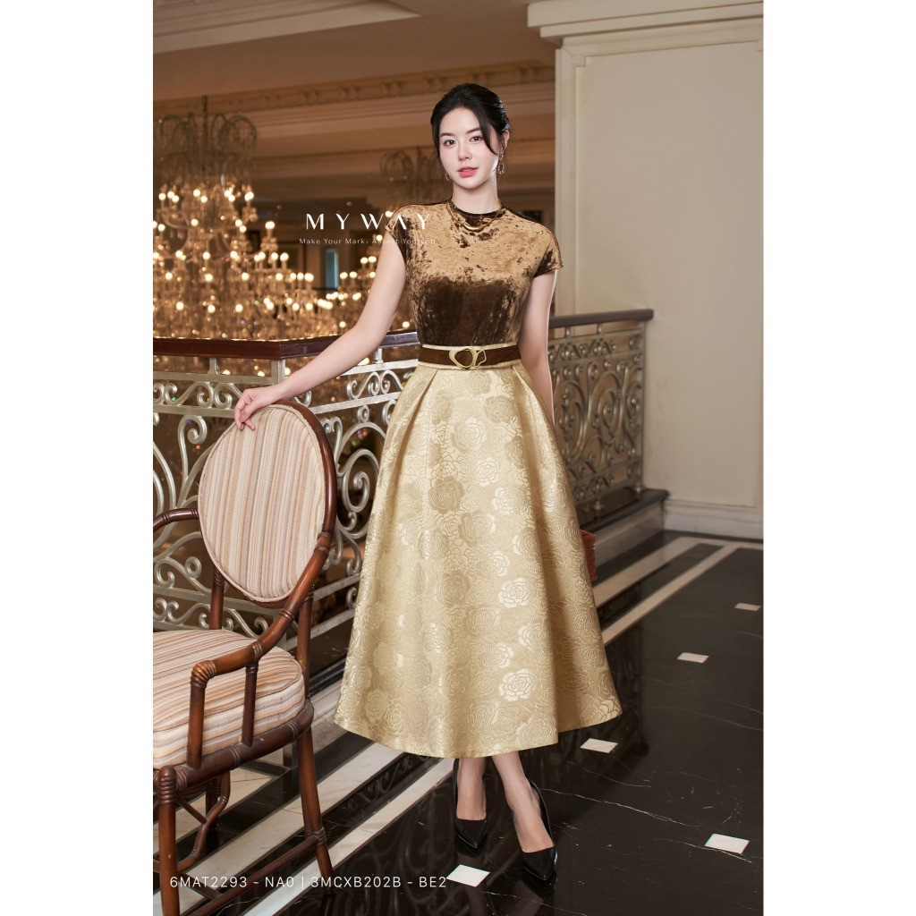 MY WAY กระโปรงบานผู้หญิงลายโบรเคดคุณภาพสูง 3MCXB202B be2