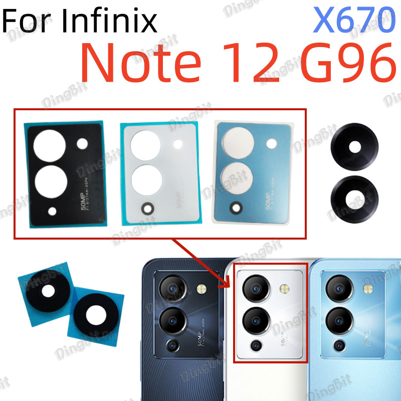 สําหรับ Infinix Note 12 G96 X670 เลนส์กล้องด้านหลังด้านหลังพร้อมกรอบเปลี่ยนด้วยสติกเกอร์กาว