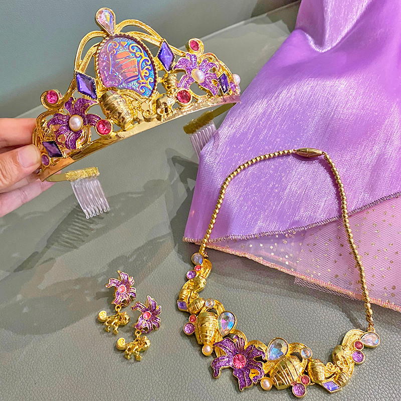 เครื่องประดับผม Disney Le Pei Rapunzel Crown Headband พร้อมสร้อยคอมีคลิปหู