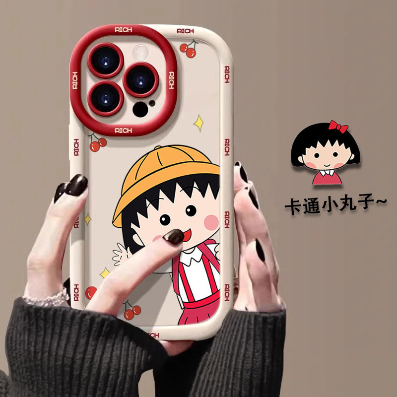 เหมาะสําหรับ Apple 16promax เคสโทรศัพท์การ์ตูนซิลิโคนพัฟเคสใหม่ Xiaomi 15pro Cherry Maruko YU2025.12