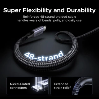 UGREEN สายชาร์จแม่เหล็ก 100W ชิป E-Marker ถ่ายโอนข้อมูล 480Mbps สำหรับ iPhone/Android รุ่น 55517