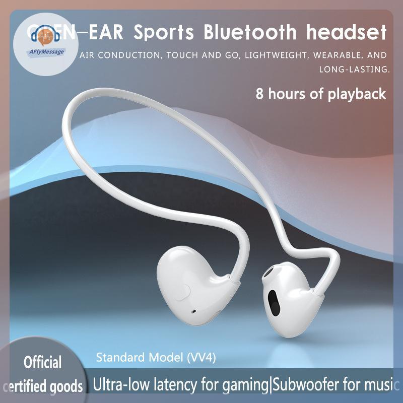 AFl สายคล้องคอ AIR Bone Conduction หูฟังไร้สายชุดหูฟัง Mic กีฬาวิ่ง Non-ear-wear สําหรับ Xiaomi IPho