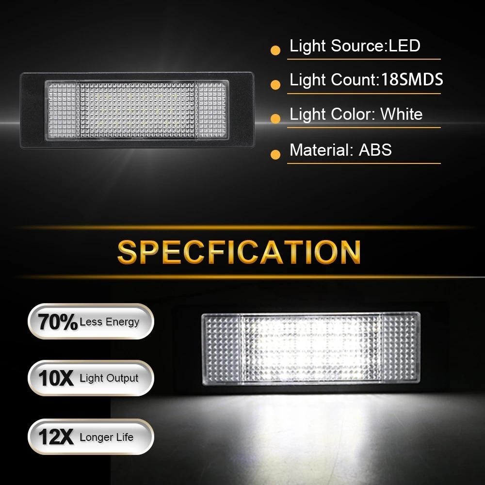 2 ชิ้นไฟ LED ป้ายทะเบียนสําหรับ BMW E63 E64 E81 E87 F12 F13 F20 Z4 E85 E86 E89 จํานวนแผ่นสําหรับ Min
