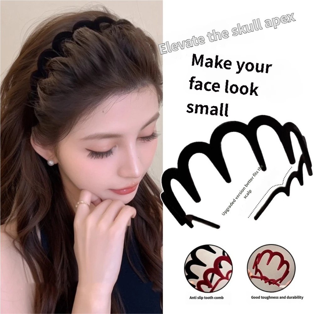 ลื่น โวลูมินัส ชม. หูฟัง กํามะหยี่ฟันคลื่นหวานอเนกประสงค์ของผู้หญิงสไตล์ห่วงผม