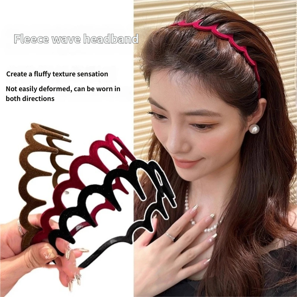 ลื่น โวลูมินัส ชม. หูฟัง กํามะหยี่ฟันคลื่นหวานอเนกประสงค์ของผู้หญิงสไตล์ห่วงผม - รูปที่ 2