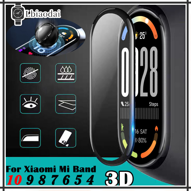 3D ฟิล์มกระจกนิรภัย for Mi Band 11 11 Active 10 9 8 7 6 ฝาครอบป้องกันแบบเต็มหน้าจอ ฝาครอบด้านข้าง อุปกรณ์เสริม
