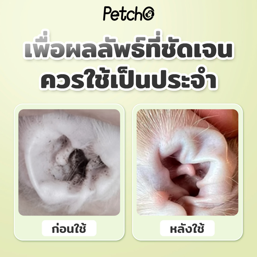 PetStern x Petcho น้ำยาเช็ดหู หยอดหูแมว Ear Cleaner น้ำยาเช็ดหู ขจัดไรในช่องหู สำหรับสุนัขและแมว ขนาด 60ml - รูปที่ 5