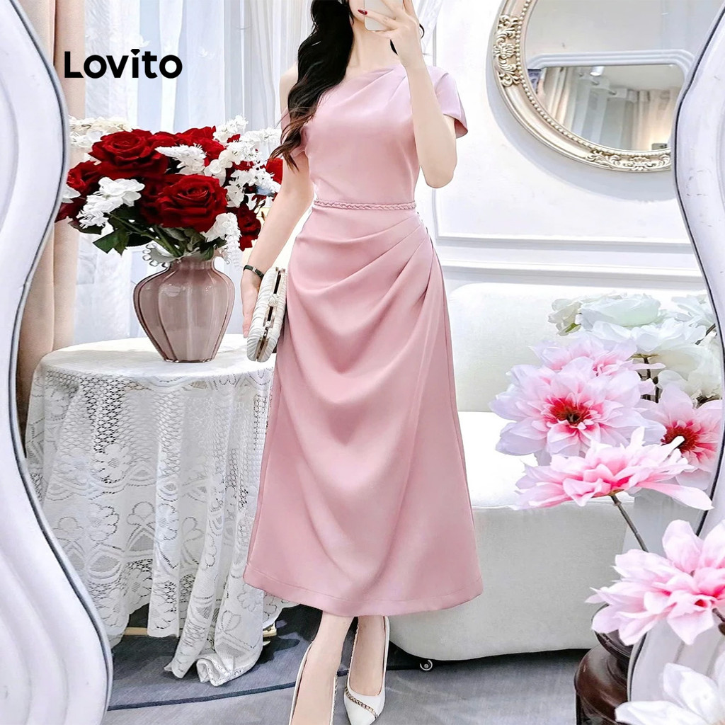 Lovito ชุดเดรสลําลองแบบไม่สมมาตรสําหรับฤดูใบไม้ผลิ/ฤดูร้อนสีชมพูสําหรับผู้หญิง L164ED352 - รูปที่ 2