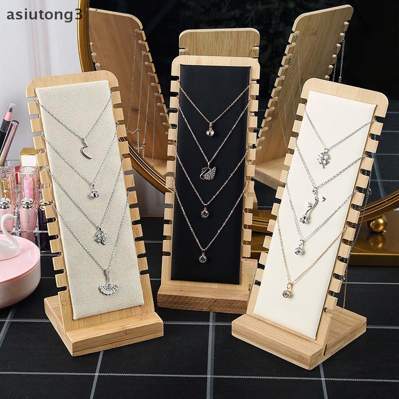 [ASI] ขาตั้งโชว์สร้อยคอเครื่องประดับแนวตั้งไม้ไผ่ 1 ชิ้น เหมาะสําหรับการขายแสดงเครื่องประดับและแสดงส