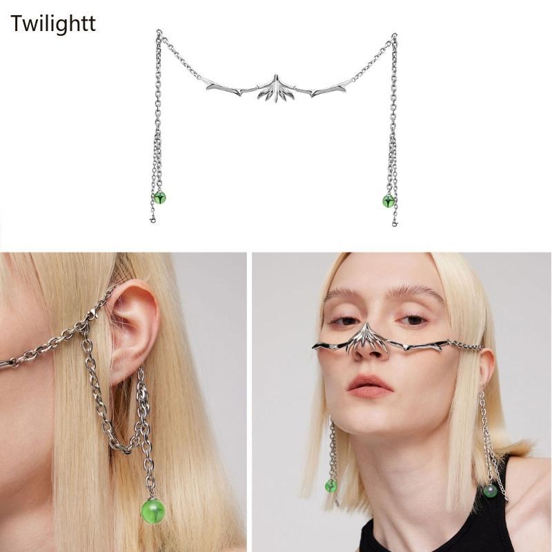 WILI Half Face Fluid Face สำหรับผู้หญิง ทรงผมยาวพร้อม Fringe Chain สวยงามหรูหรา