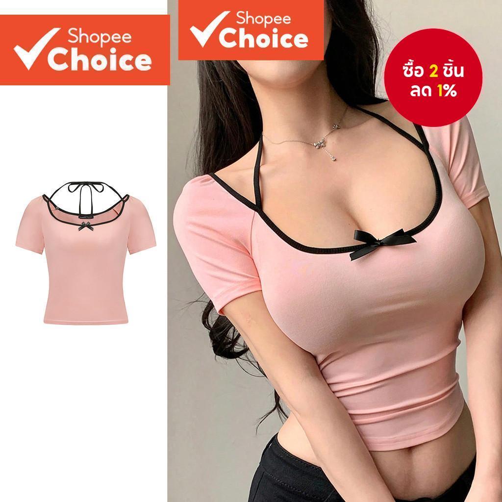 B95-AUG24-A-1-เสื้อยืดแขนสั้นผูกคอ-TSB95ED074