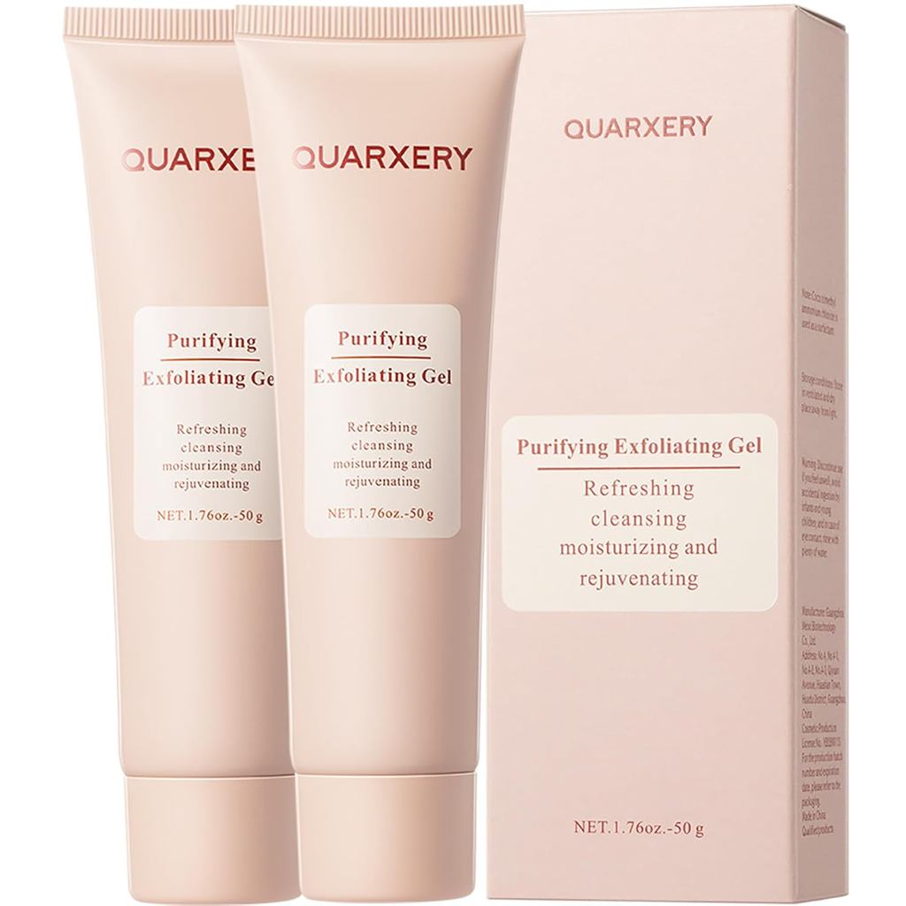 QUARXERY Purifying Exfoliating Gel 2 ชิ้น: อ่อนโยนสําหรับผิวหน้า - เจลปอกเปลือกผิวหน้าขัดสําหรับทําค