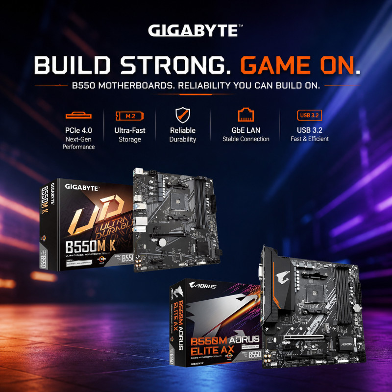 GIGABYTE B550M Series MicroATX Motherboard with AMD B550