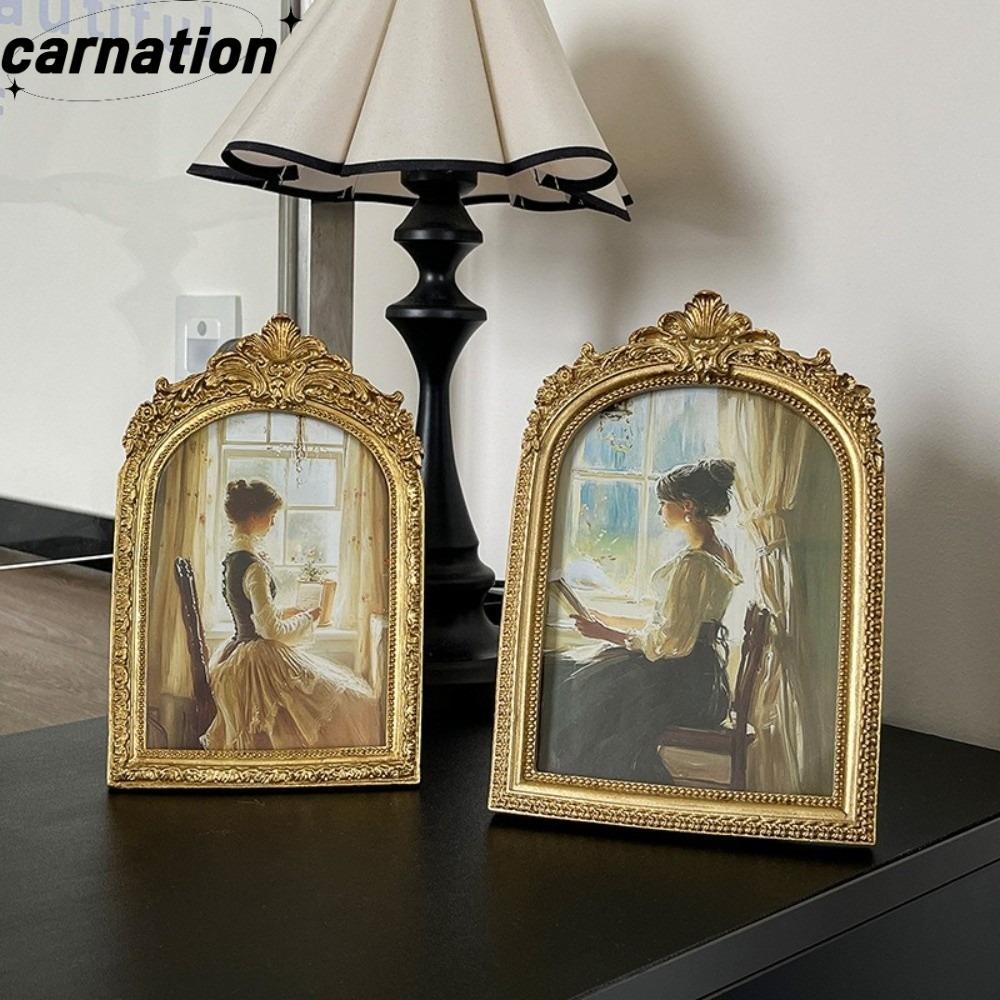 กรอบรูปดอกคาร์เนชั่น ดีไซน์โค้งสีทองหรู สําหรับแขวนผนัง ตกแต่งบ้าน