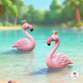 ฟลามิงโก [ เซต 2 ชิ้น ] ตุ๊กตาจิ๋ว โมเดลจิ๋ว แต่งสวน จัดสวนถาด