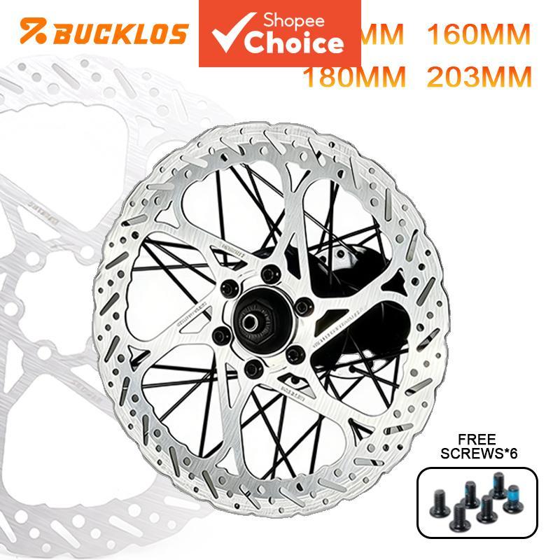 BUCKLOS ดิสก์เบรกโรเตอร์สแตนเลส 140 160 180 203 มม. 6-Bolt Centerline สําหรับ MTB จักรยานเสือหมอบ