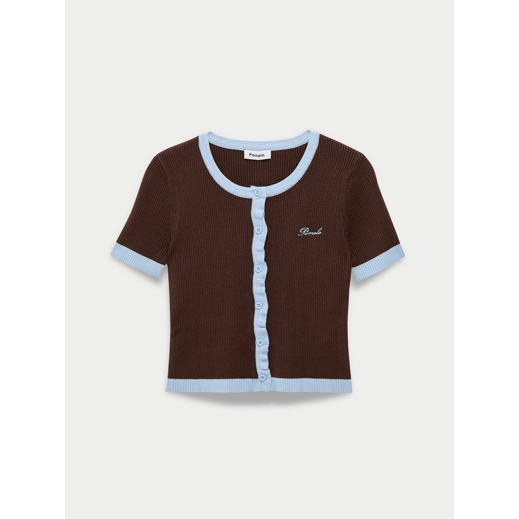 [Pomelo] เสื้อโปโลถักขอบตัด / Contrast Trim Polo Knit Top